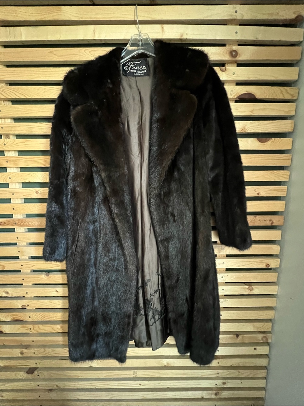 Fine’s Fur Salon- Dark Brown/ Black Mink Trench Coat